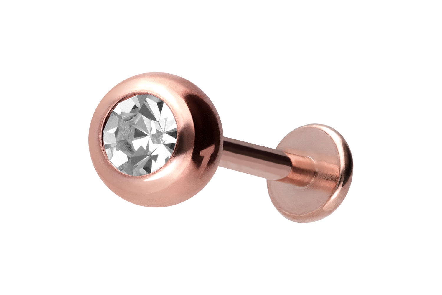 Titan Labret Piercing mit Innengewinde KRISTALL